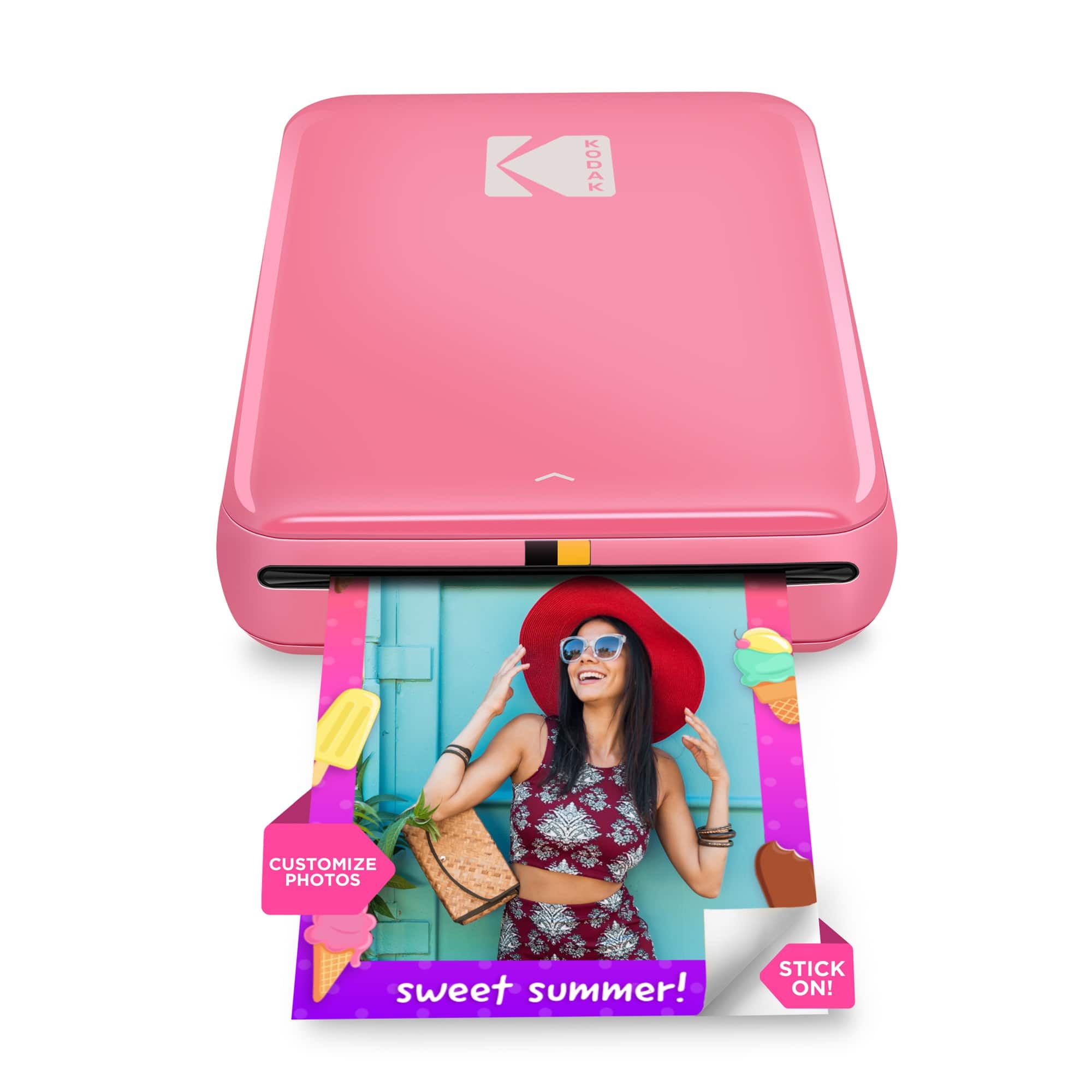 Kodak - Step Mobile Instant Photo Printer 2x3", Compatible with iOS, Android & Bluetooth - Pink