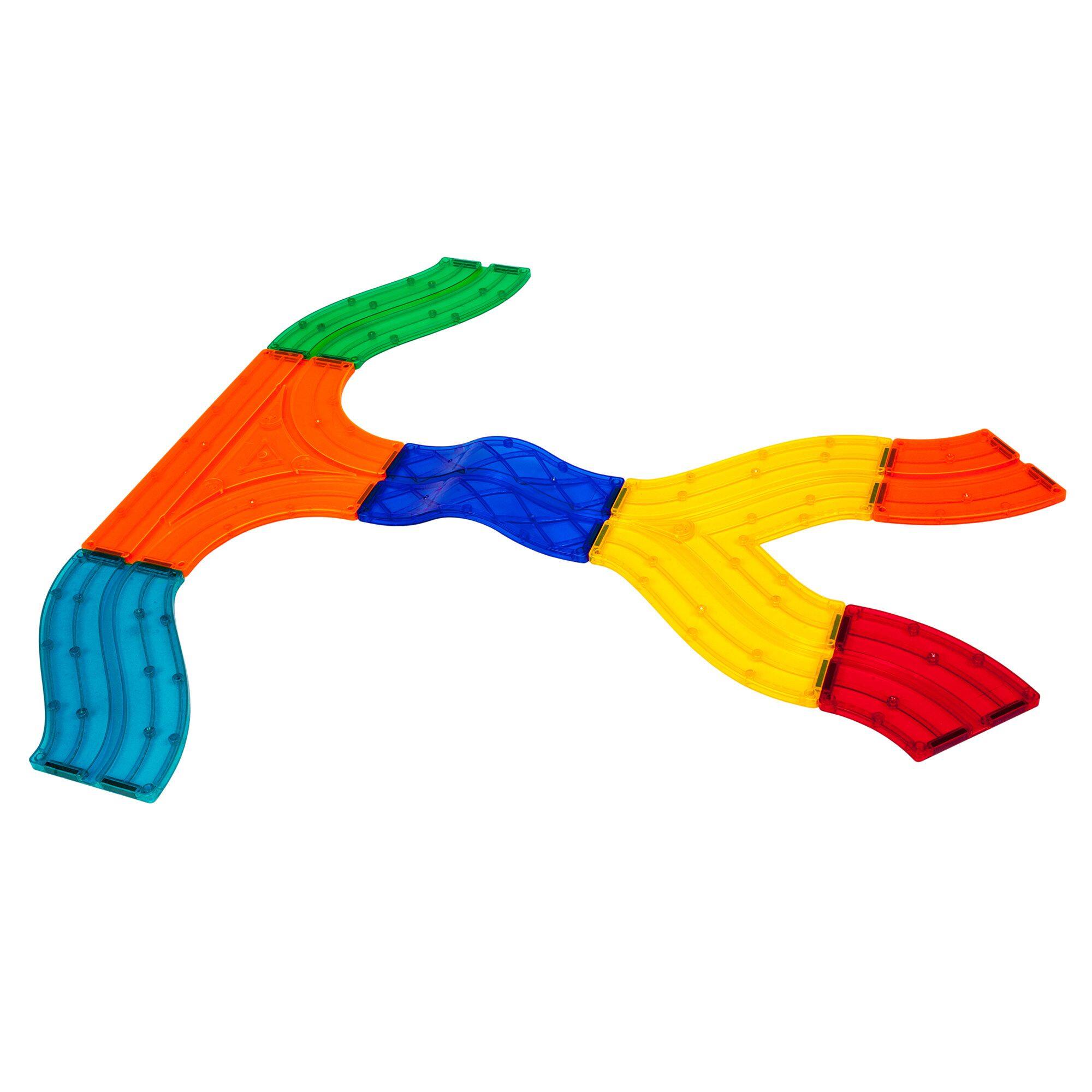 Alt View 4. PicassoTiles - PICASSO-TILES Magnetic Tiles Race Track Add-On Expansion Set for Kids, Racing Ramp Extension Building Blocks Toy, 12PC.