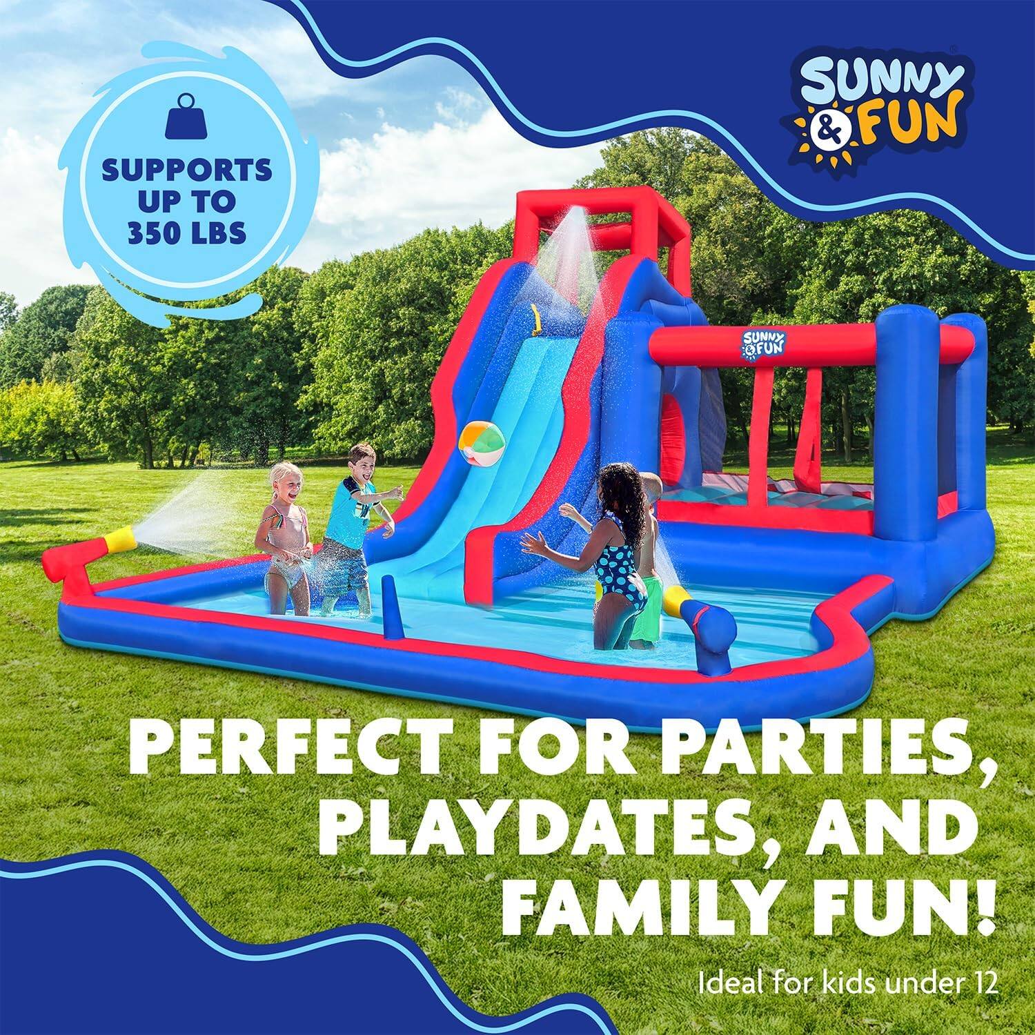 SUPPORTS UP TO 350 LBS, SUNNY & FUN, PERFECT FOR PARTIES, PLAYDATES, AND FAMILY FUN! Ideal for kids under 12