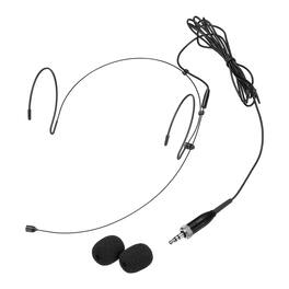 Unique Bargains - Ear Hook Headset Microphone Double Over Ear Omnidirectional Wired Condenser with 3.5mm Female Screw Plug 3.9ft Cable - Black