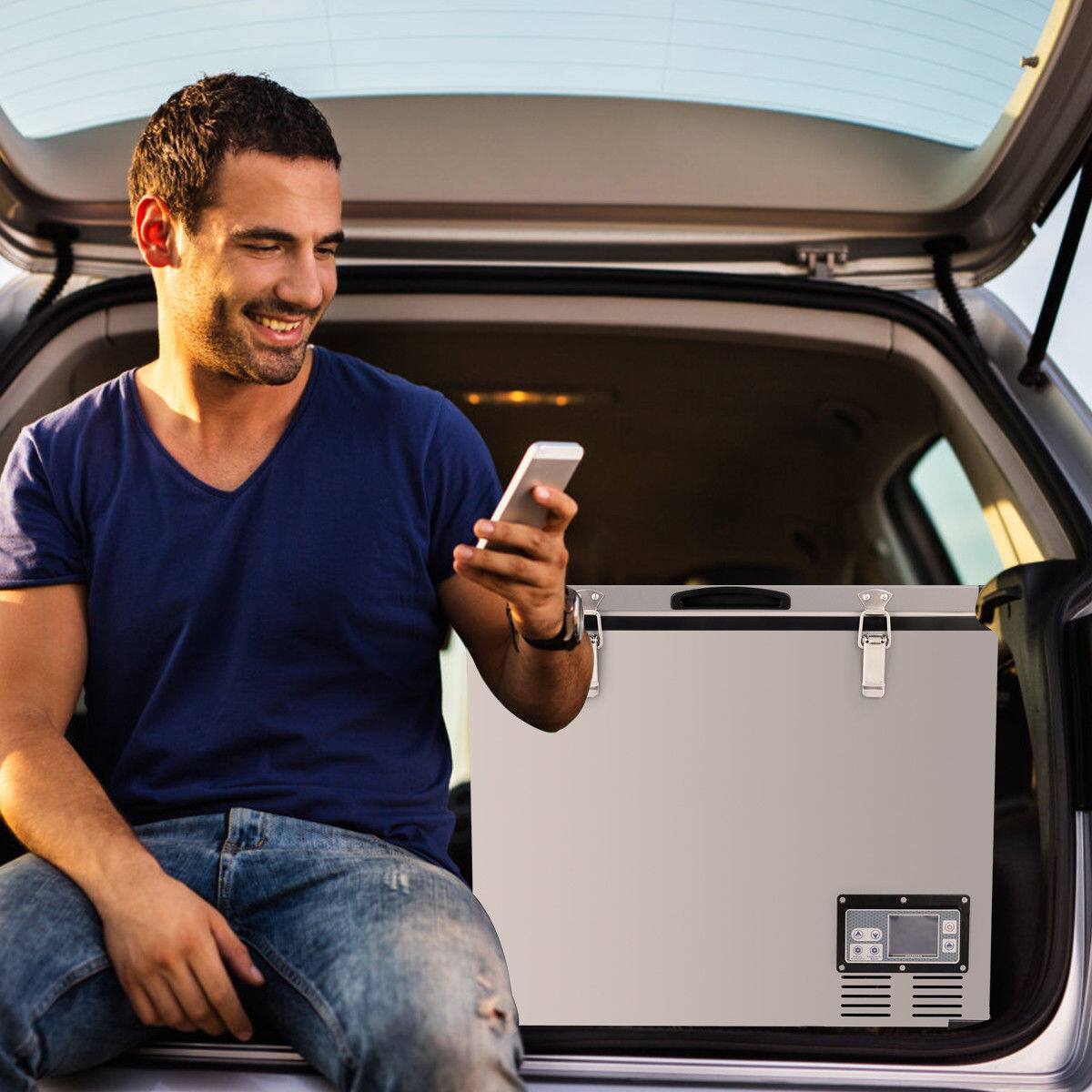 Alt View 14. Costway - 63-Quart Portable Electric Car Cooler Refrigerator / Freezer Compressor for RVs Camping - Black/Gray.