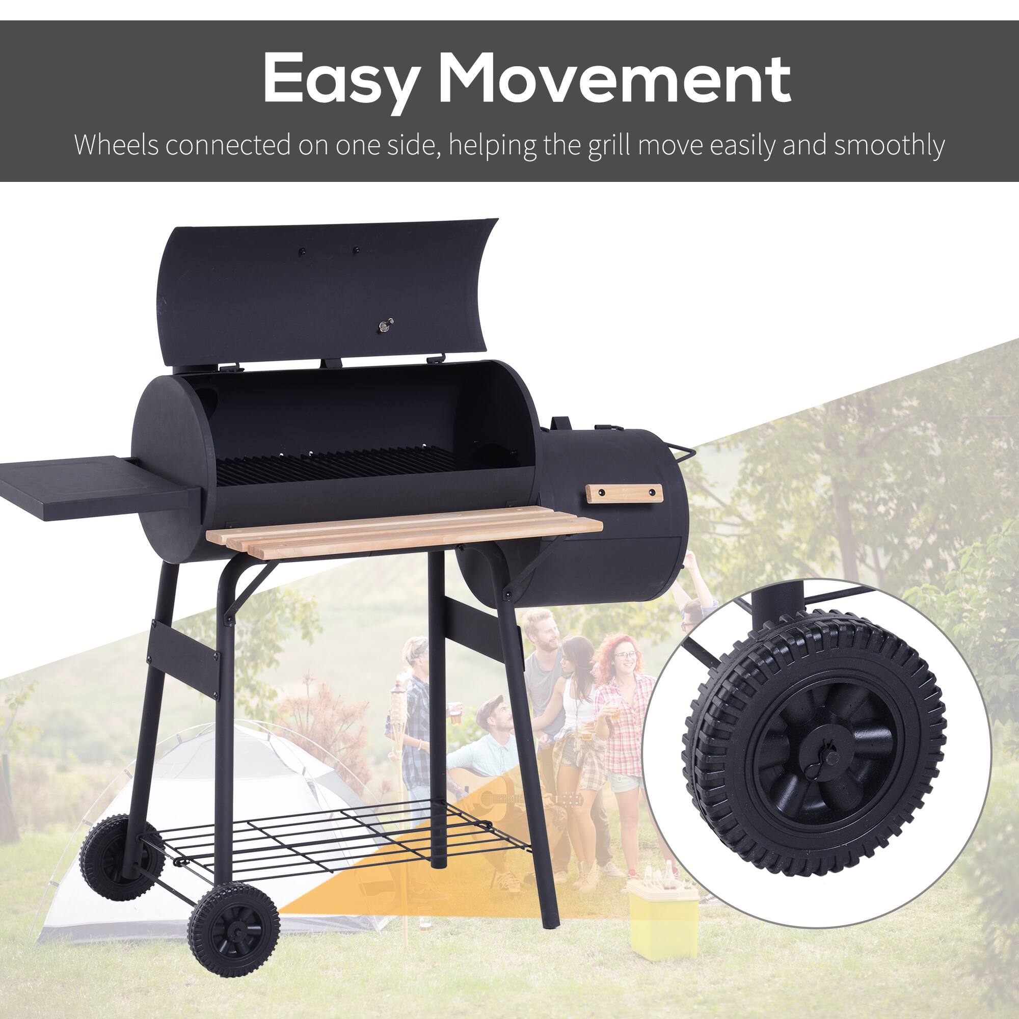 Easy Movement

Wheels connected on one side, helping the grill move easily and smoothly