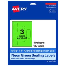 Avery - Avery® Sealing Labels, 5-1/8" x 4", Neon 120 Total - Green