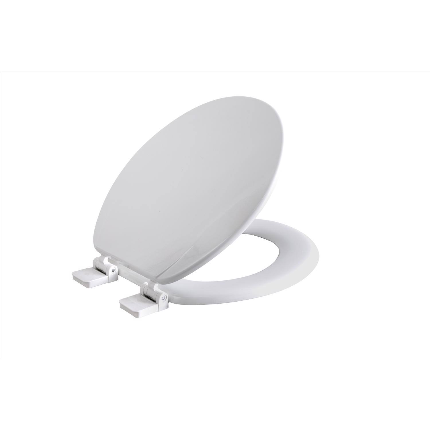 Front. OAKBROOK - OakBrook Collection Rockford Round White Wood Toilet Seat - White.