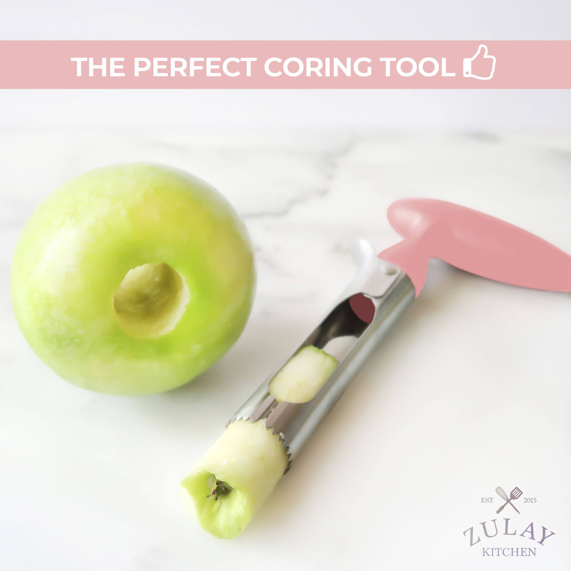 Alt View 1. Zulay Kitchen - Zulay Kitchen Premium Apple Corer Tool - Ultra Sharp, Stainless Steel, Serrated Blades for Easy Coring - Pink.