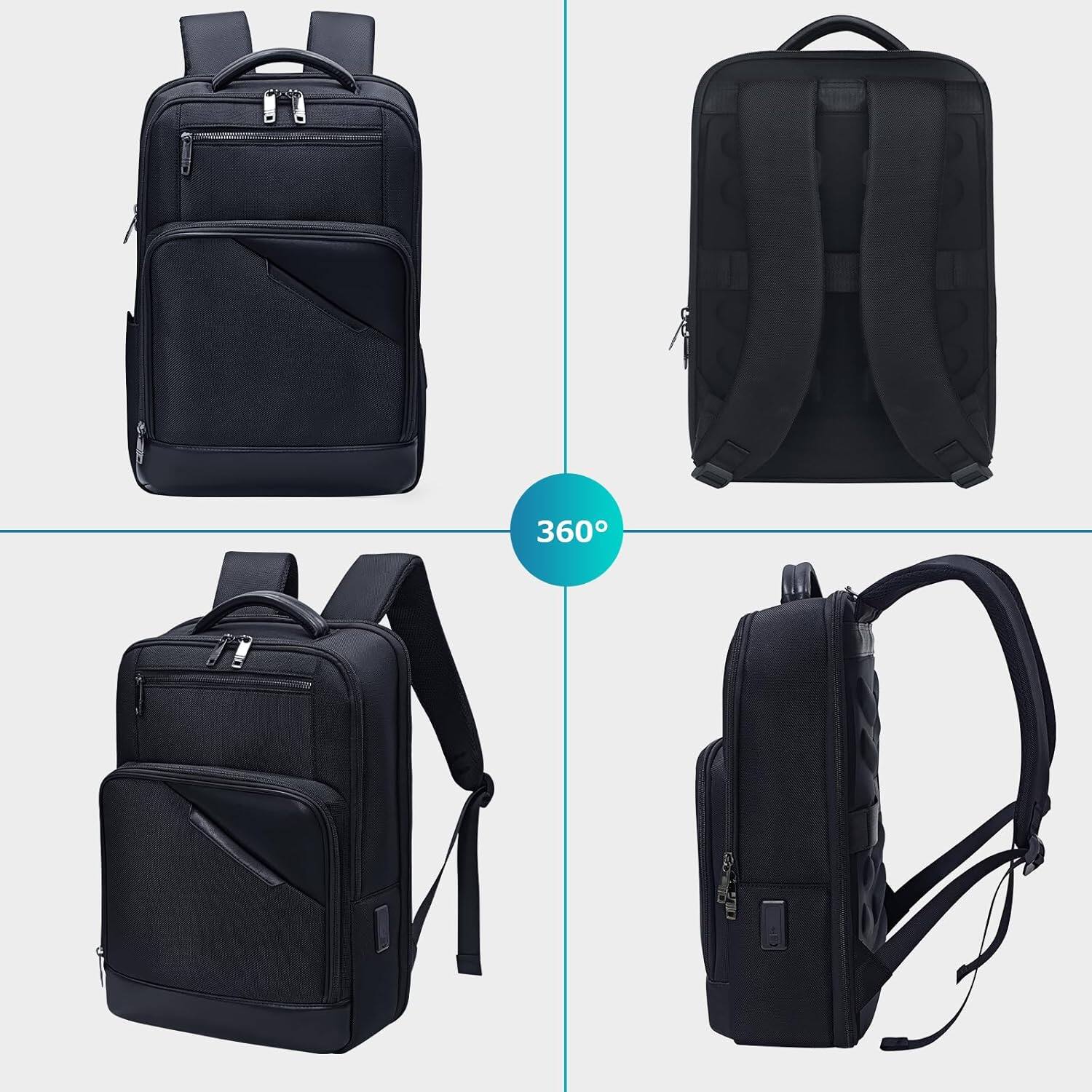 Alt View 6. Wikistore - WIKISTORE Backpack for 15.6 Inch Laptop Water Resistant Lightweight Business Travel School College Bookbag Black - Black.