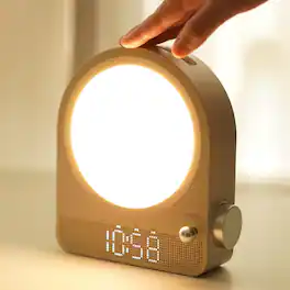 Dazzed Corner - Sound Machine Alarm Clock, Gentle Sunrise Wake Up Light - Wood