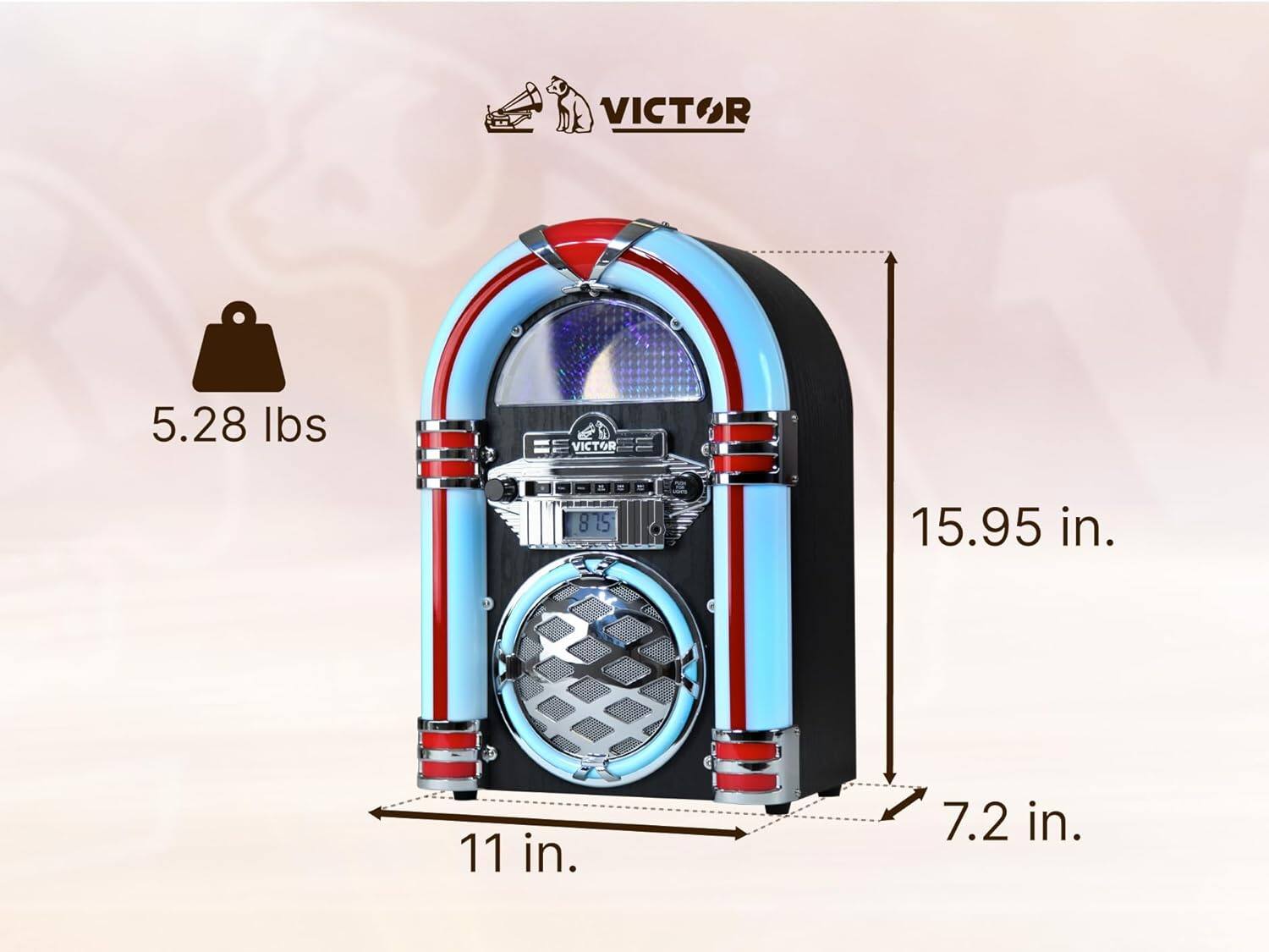 洋楽 ENGLISH JUKEBOX Victor WILSHIRE Desktop Bluetooth LED Jukebox Speaker with FM