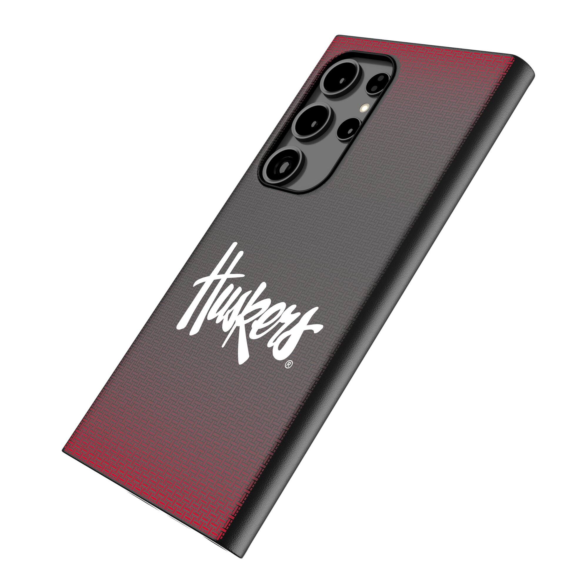 Alt View 1. Keyscaper - Nebraska Huskers Linen Galaxy Magnetic Bump Case - S24 Ultra - Black.
