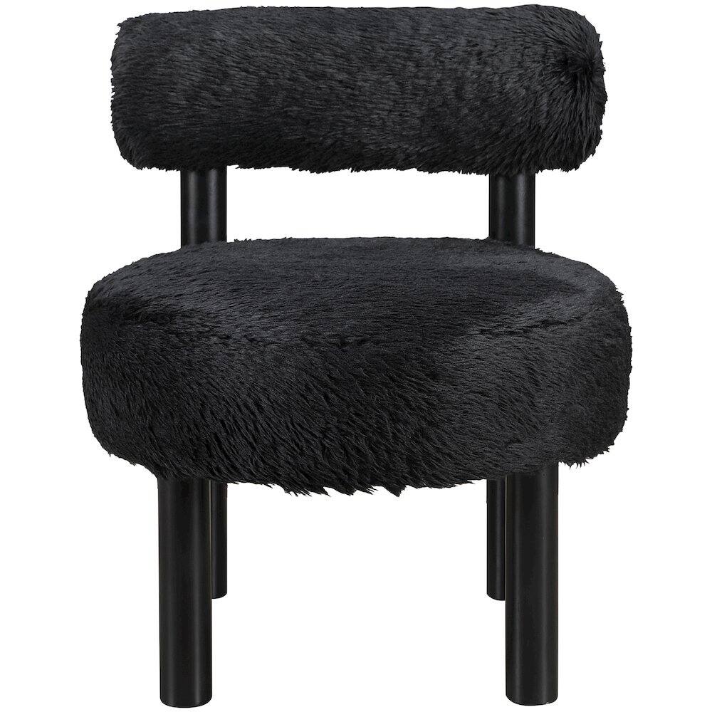 Alt View 1. Meridian Furniture - Ambre Black Vegan Shearling Fabric Upholstered Accent Chair - Black.