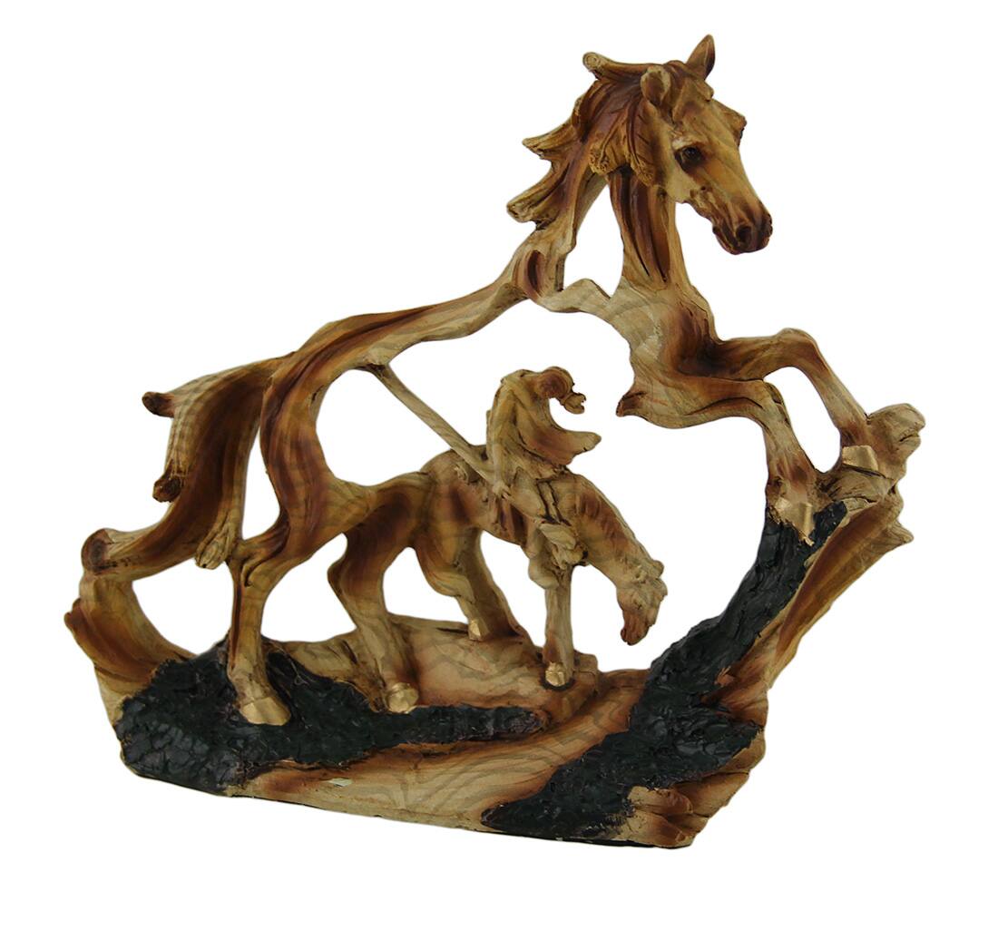 Front. Zeckos - Trail's End Decorative Faux Carved Wood Look Statue 7 in. - Brown.