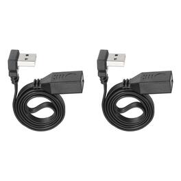 Unique Bargains - 2pcs USB2.0 Extension Cable, 90 Degree UP&Down Angle Male to Female, 480Mbps, Silicone, for Phone/Tablet - Black