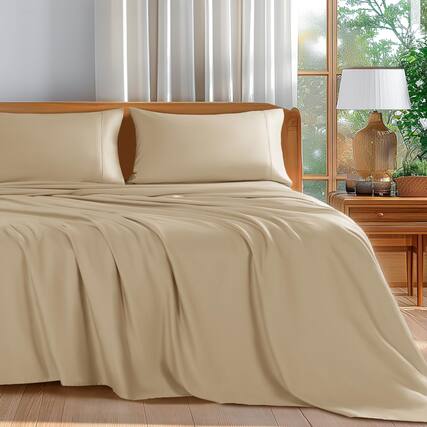 Front. Skar Audio - Cotton Queen Size Sheets Set - 600 Thread Count Luxury Egyptian Bed 5-star Hotel Quality Breathable & Deep ... - 10 - Beige(cotton) King.