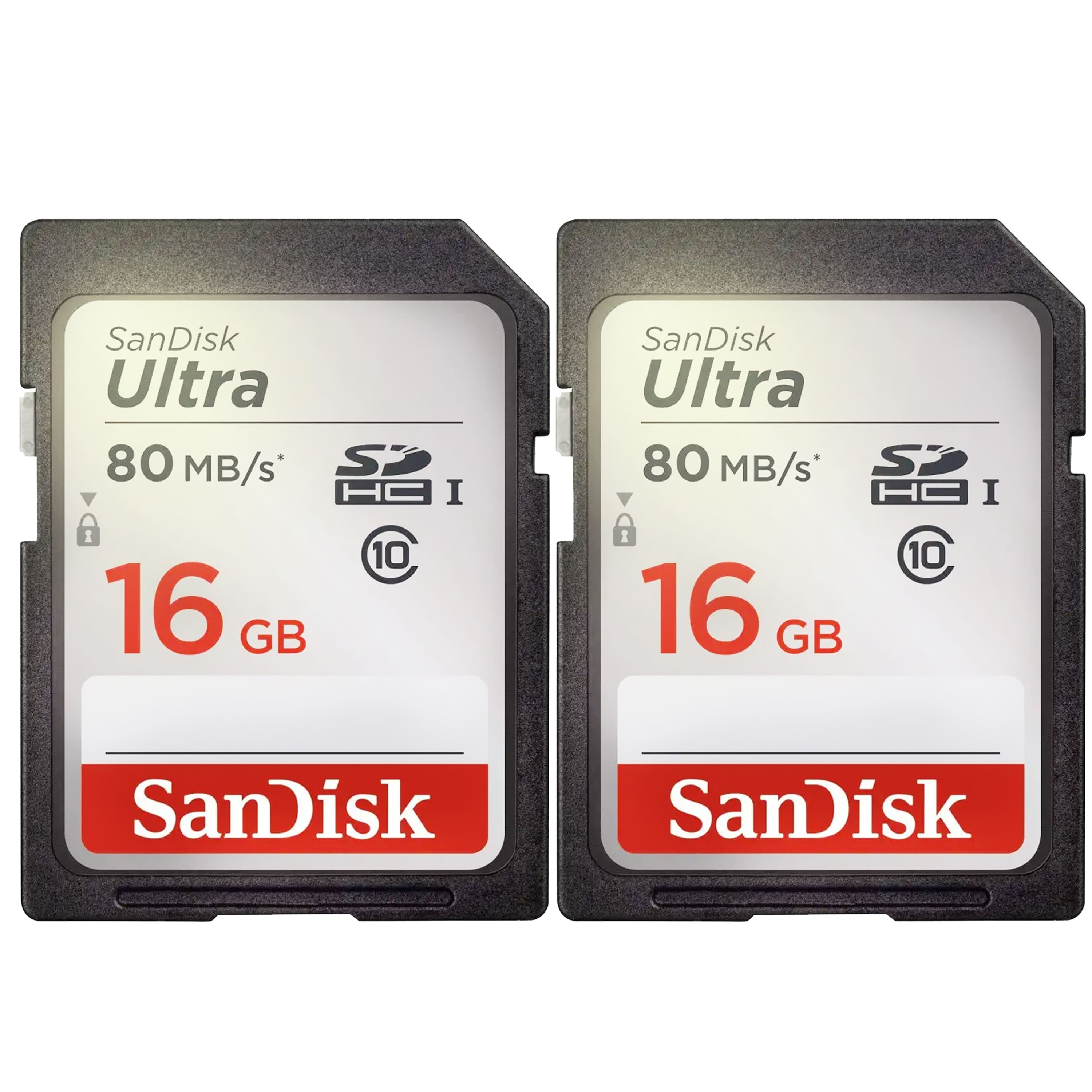 2 Units SanDisk Ultra 16GB Class 10 SDHC UHS-I Memory Card SDSDUNC-016G-GN6IN