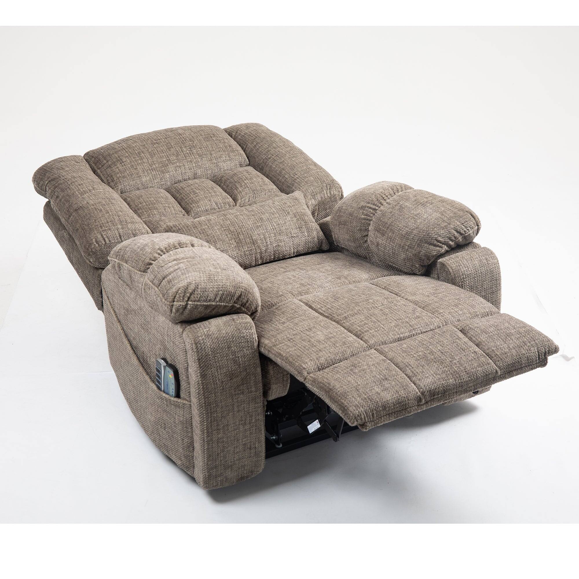 Alt View 2. Boyel Living - Power Lift Recliner for Big and Tall Seniors 4 OKIN Motors 180° Lay Flat Heat Massage Adjustable Headrest Lumbar - taupe.