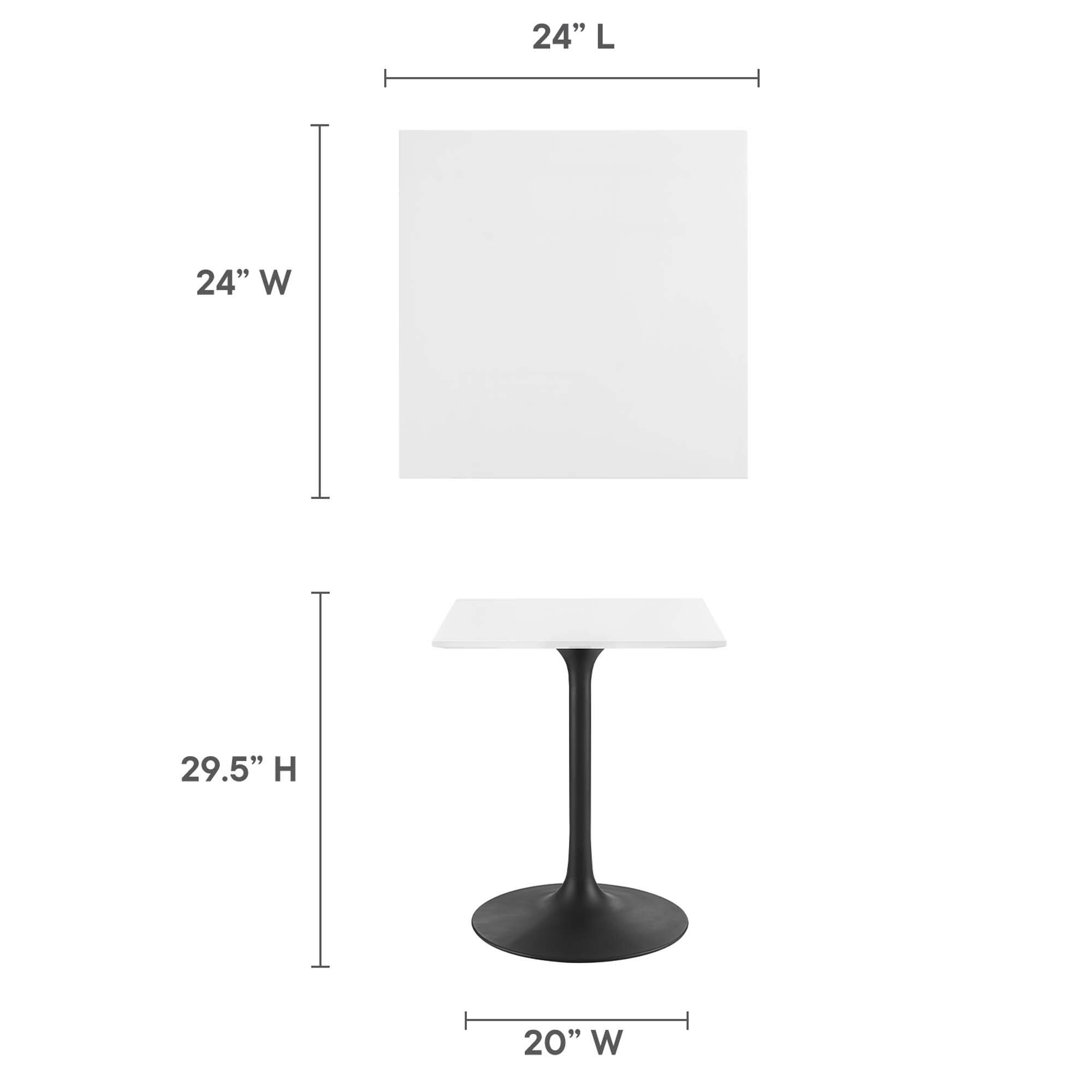 24" L  
24" W  
29.5" H  
20" W