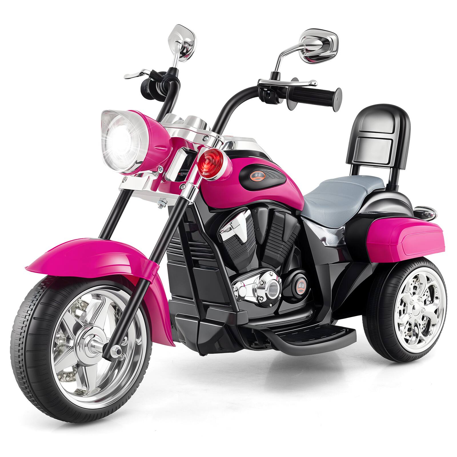 Alt View 9. Costway - Costway 6V Kids Ride On Chopper Motorcycle 3 Wheel Trike with Headlight and Horn Rose - Rose Red.