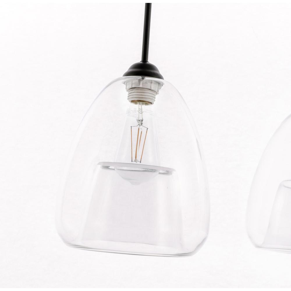 Alt View 2. Living District - Kason 3 light Black and Clear glass pendant - Black And Clear Glass.