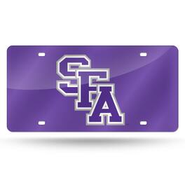 Rico Industries - Stephen F Austin Lumberjacks Purple Mirrored Laser Cut License Plate Laser Tag - Multi