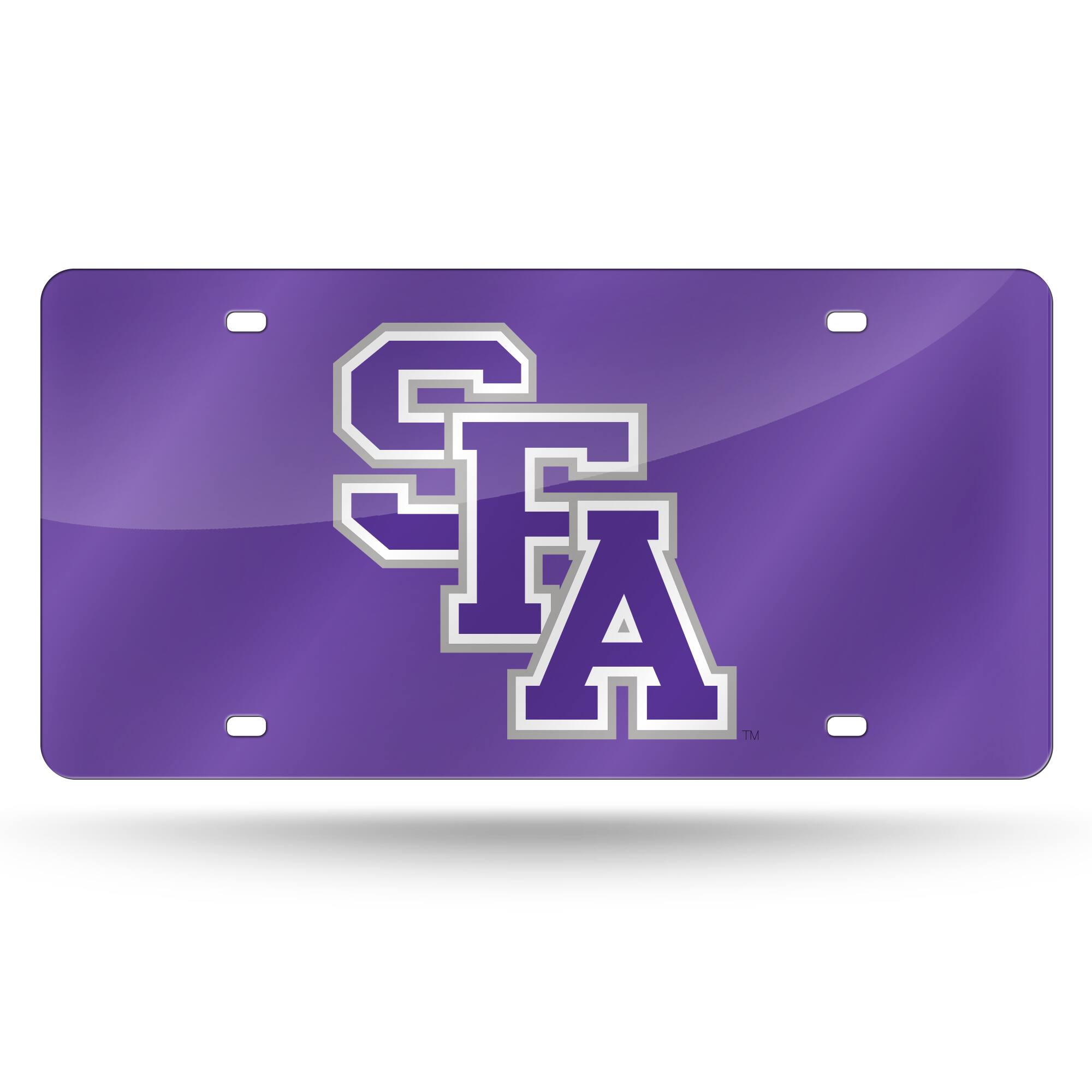 Stephen F Austin Lumberjacks Purple Mirror Look Acrylic License Plate Laser Tag