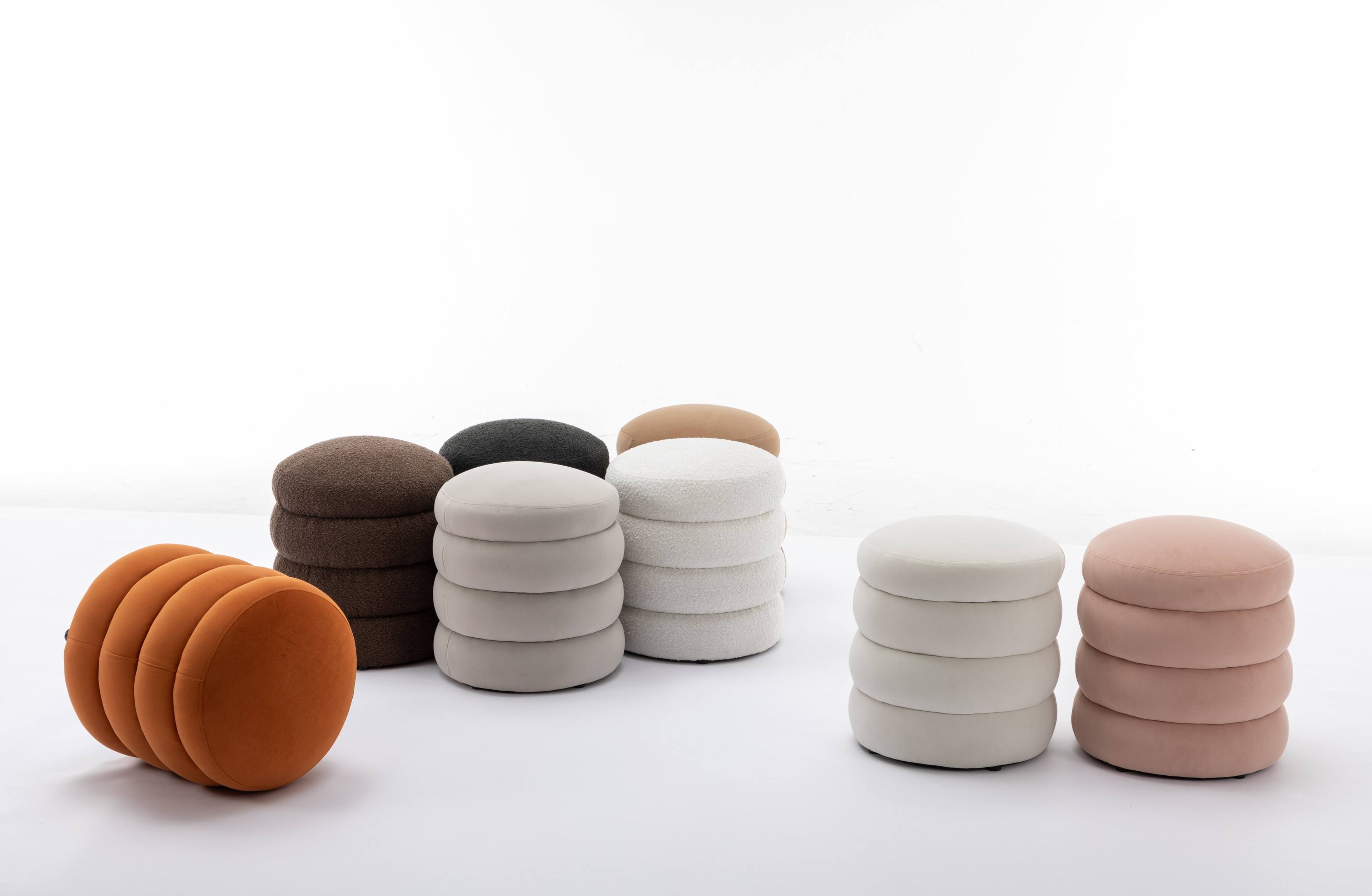 Alt View 7. GOODSILO - Soft Velvet Round Ottoman Footrest Stool with Wooden Frame for Living Room and Bedroom Comfortable Seating - Black.