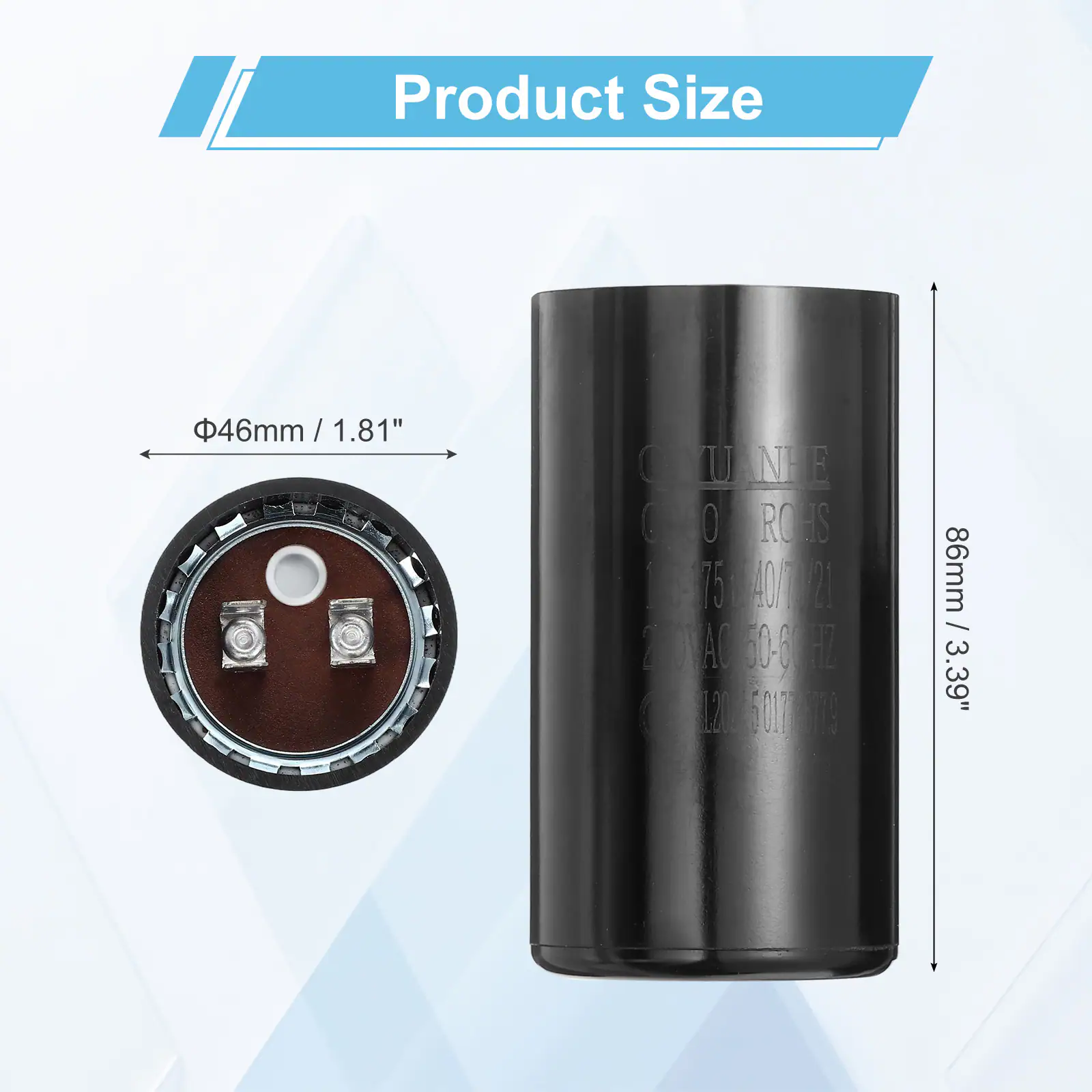 Product Size  
46mm / 1.81"  
CMUANEE  
0LO  
ROHS  
I  
75  
40021  
1  
NAC  
60-00HZ  
12  
O1T  
36mm / 3.39"