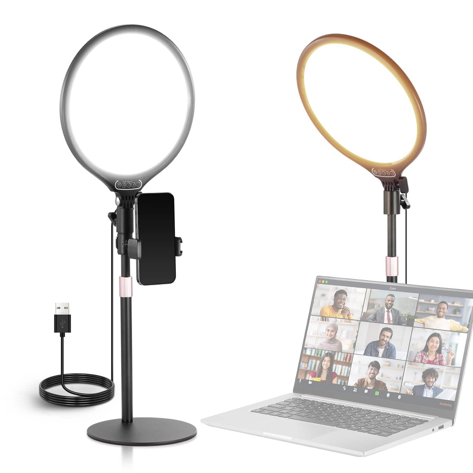 Neewer - 10.5" Desk Ring Light with Stand & Phone Holder, 15W, R10