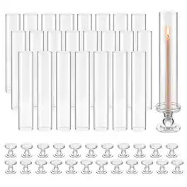 VEVOR - Hurricane Candle Holders Set of 24, 12.6 in Tall Clear Glass Taper Candle Holders, High Borosilicate Glass - Transparent