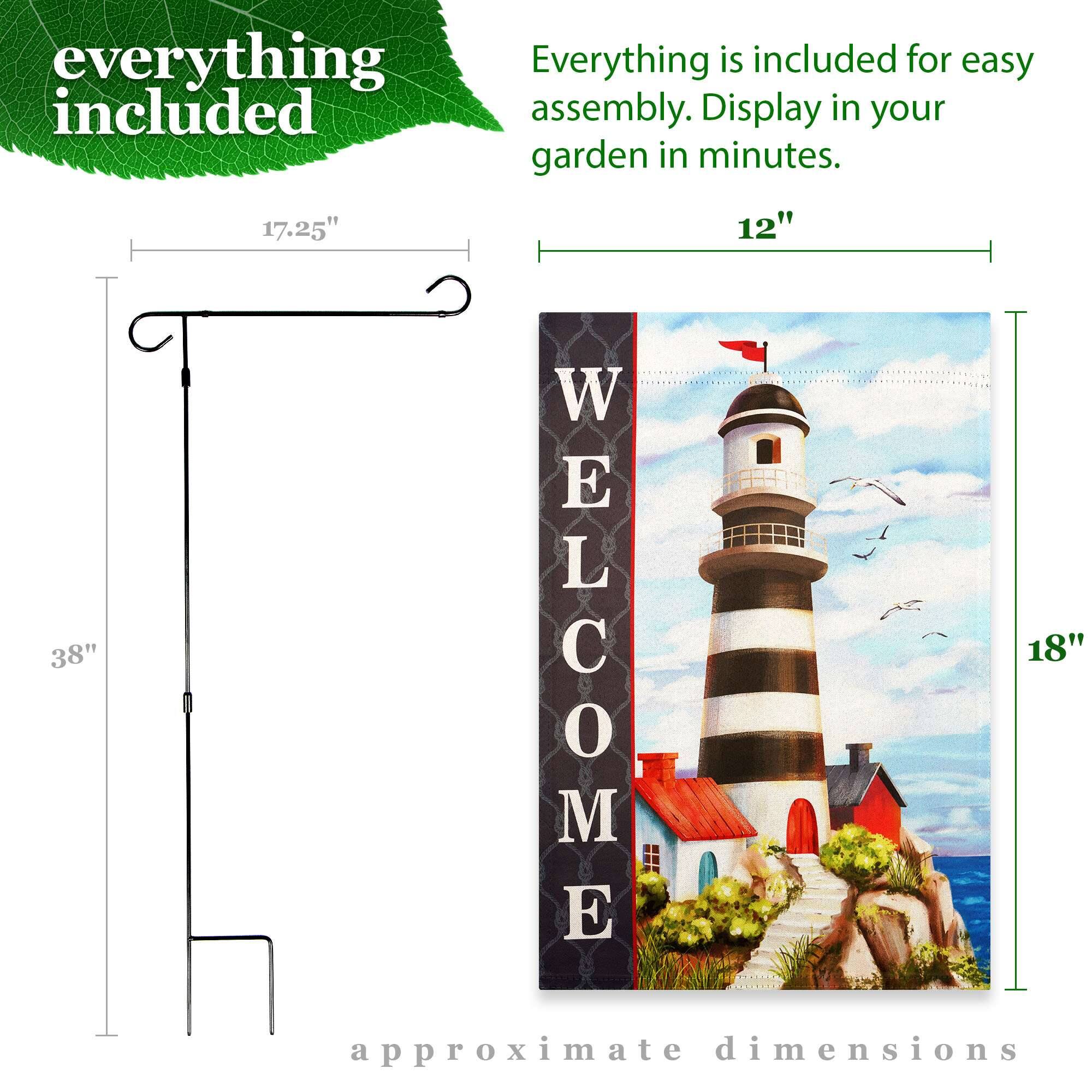 Everything is included for easy assembly. Display in your garden in minutes.

17.25" 12" 38" 18" approximate dimensions