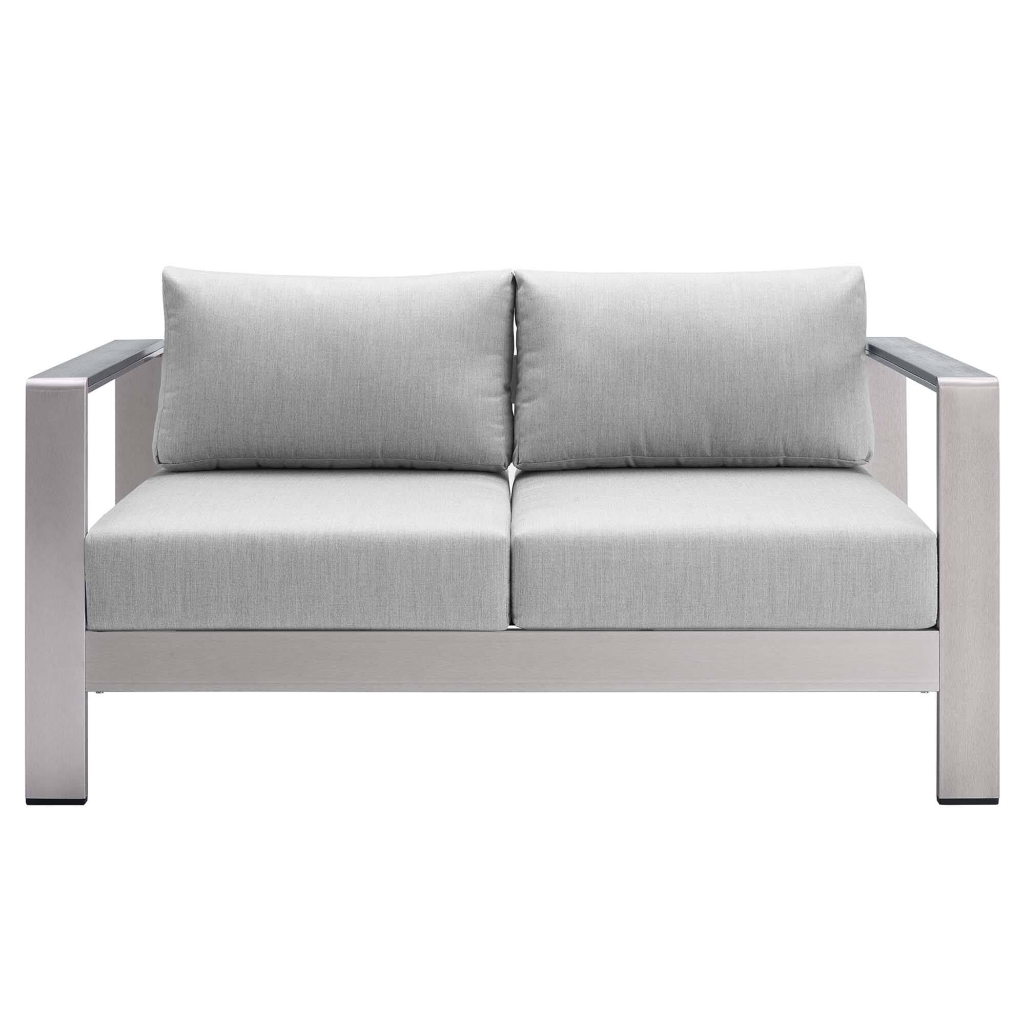 Alt View 1. Modway - Shore 3-Piece Sunbrella Fabric Outdoor Aluminum Patio Set - Silver Gray.