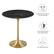 Artificial Marble Tabletop with Beveled Edge
Tapered Brushed Gold Metal Pedestal Base
Non-Marking Felt Pad