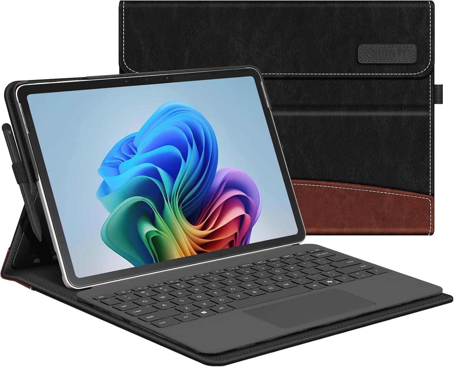 Fintie - Portfolio Case for Microsoft Surface Pro 12 inch 1st Edition (2025) Multiple Angle Viewing Business Cover with Pocket - Black/Brown
