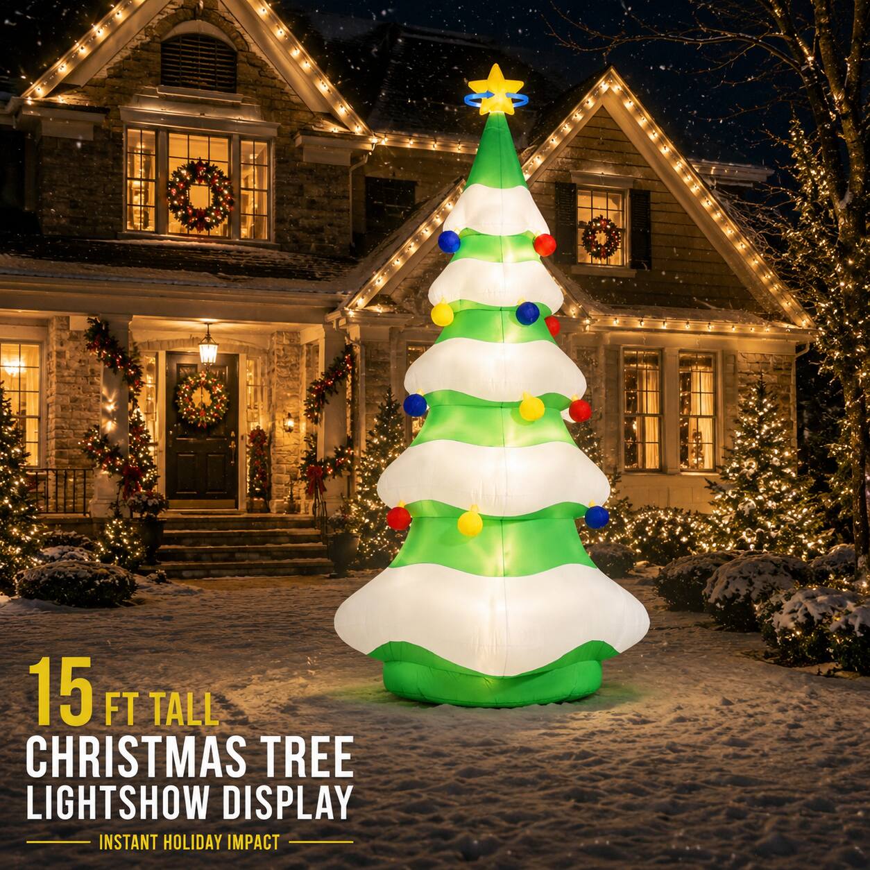 15 FT TALL CHRISTMAS TREE LIGHTSHOW DISPLAY  
INSTANT HOLIDAY IMPACT