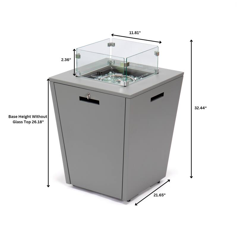 11.81"  
2.36"  
Caution  
71"  
32.44"  
Base Height Without Glass Top 26.18"  
21.65"
