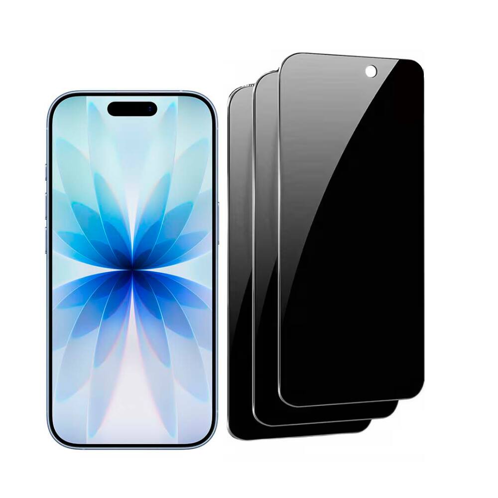 Front. Qixxronics - 3-Pack Qixxronics for iPhone 17 Privacy Screen Protector Anti-Spy Bubble Free 9H Tempered Glass - Black.