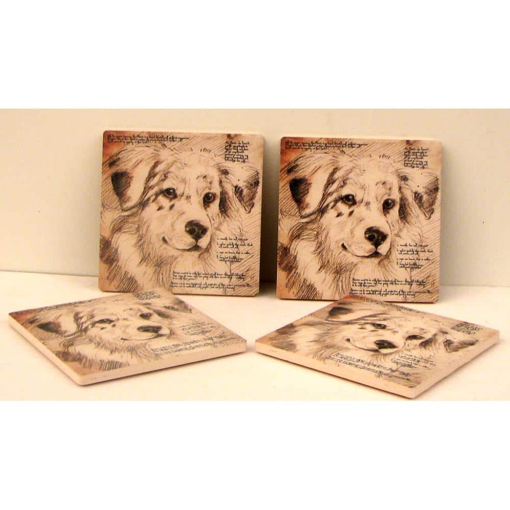 BreeBe - Australian Shepherd Coaster Set of 4 - Multicolor