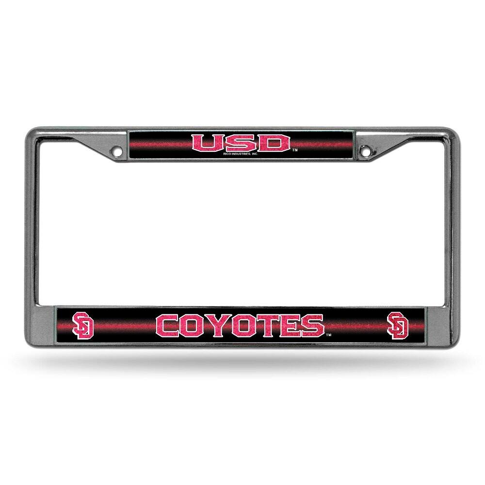 South Dakota Coyotes Sparkly Glitter Bling Look Chrome License Plate Frame