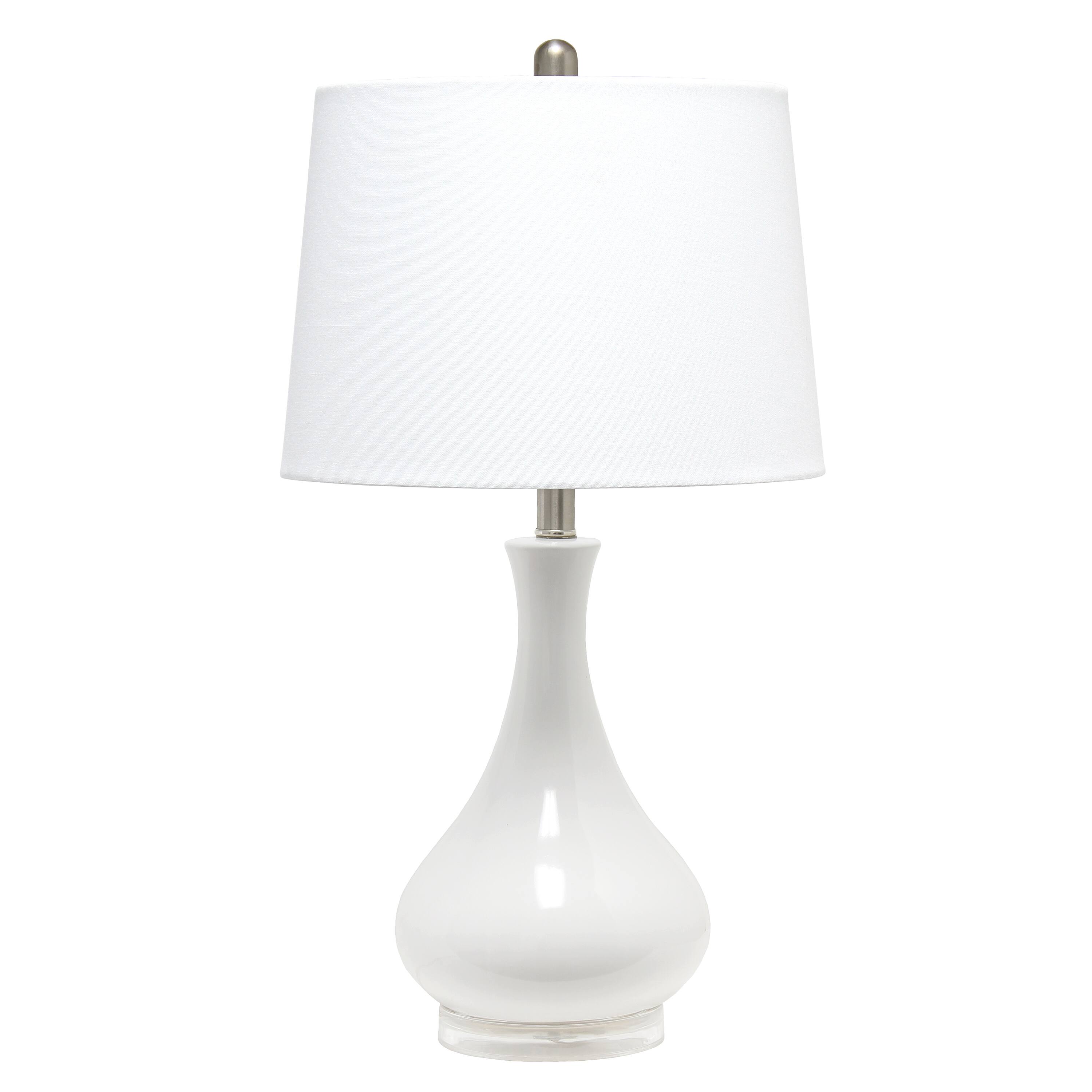 Front. Lalia Home - Droplet Table Lamp with Fabric Shade - White.