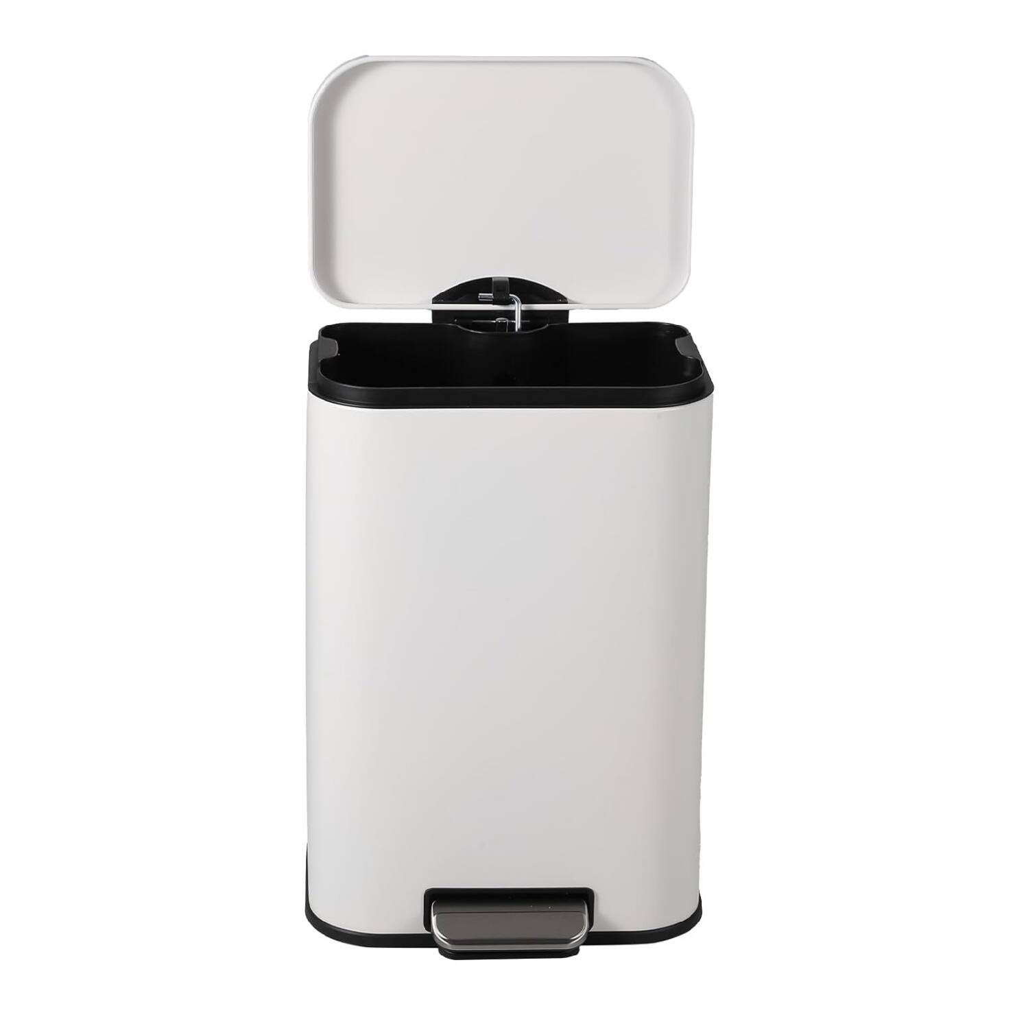 Front. GARVEE - 5.3 Gal Kitchen Trash Can, Fingerprint-Proof Stainless Steel Garbage Can with Soft-Close Lid - White.