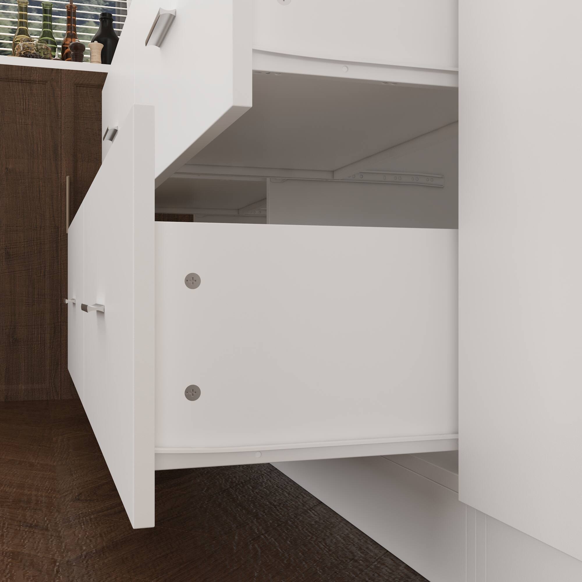 Alt View 2. FUFU & GAGA - Large Modular Kitchen Storage Cabinet Buffet Hutch with Drawers Shelves and Adjustable Combination Design for Home - White.