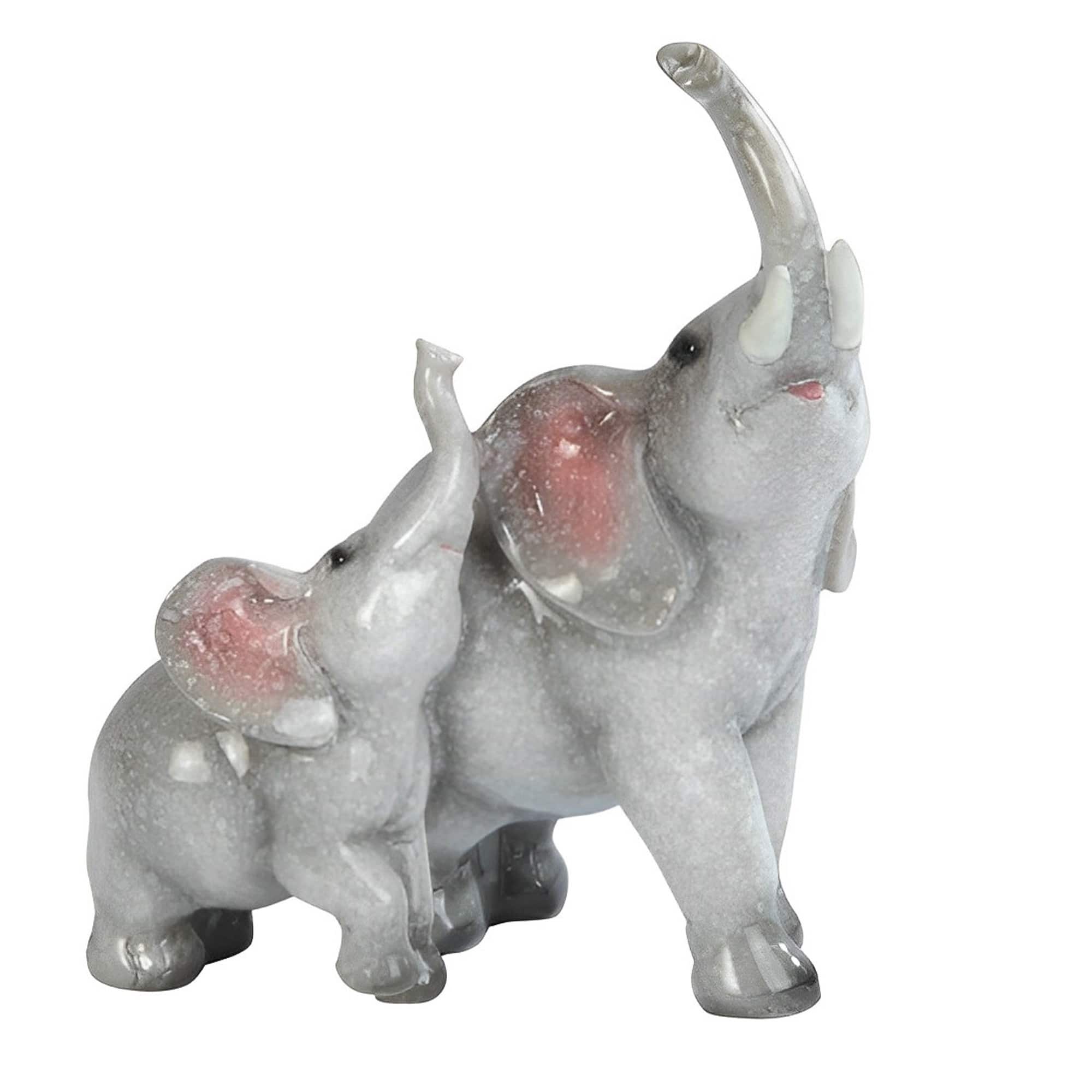 FC Design - 5"H Lovely Elephant Family with Trunk Up Figurine Statue Office Desk Tabletop Home Decor Gift - Multi-Color