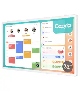 Cozyla - Digital Calendar+2: 32'' Wall Planner Touch Screen Chore Chart Smart Calendar for Family Schedules Support App Store - White