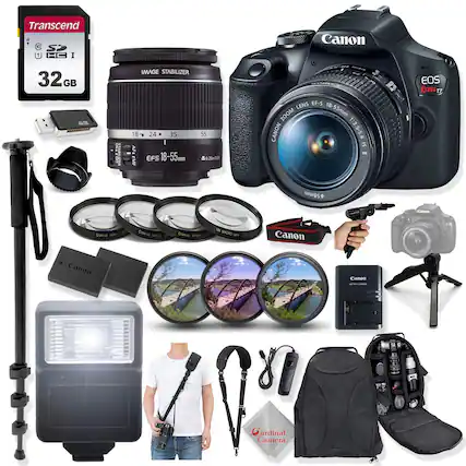 Transcend 32GB SDHC I Canon 18-55mm EF-S 18-55mm 1:3.5-5.6 IS II Lens EF-S 18-55mm Canon EOS Rebel T7 Image Stabilizer 18 24 35 55 0.25mlF AF EMF EFS 18-55mm Canon 1:3.5-5.6 15 - S Canon Camera