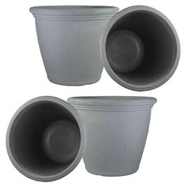 Sunnydaze - 20 in Anjelica Dual-Wall Polyresin Planter - Set of 4 - Light Gray