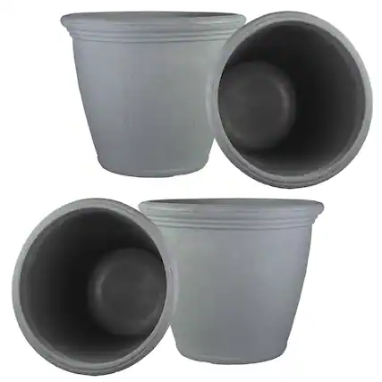 Front. Sunnydaze - 20 in Anjelica Dual-Wall Polyresin Planter - Set of 4 - Light Gray.
