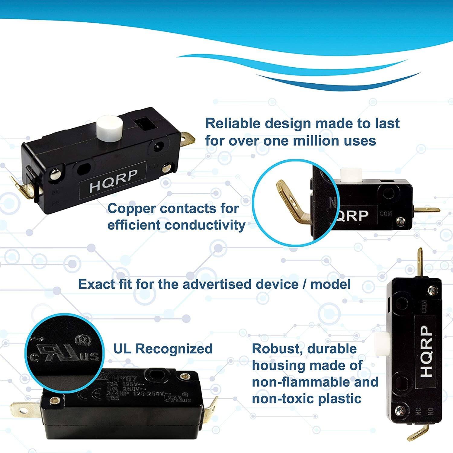 Reliable design made to last for over one million uses

HQRP Copper contacts for efficient conductivity

Exact fit for the advertised device / model

UL Recognized

Robust, durable housing made of non-flammable and non-toxic plastic

HQRP

UL Recognized

12bVc

1EKA 250V-

3/4HP 125-250V-

185