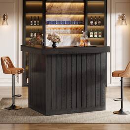 Tribesigns - 51.2-Inch L-Shaped Bar Table with 4-Tier Storage Shelves for Kitchen or Home Bar - Rustic Brown