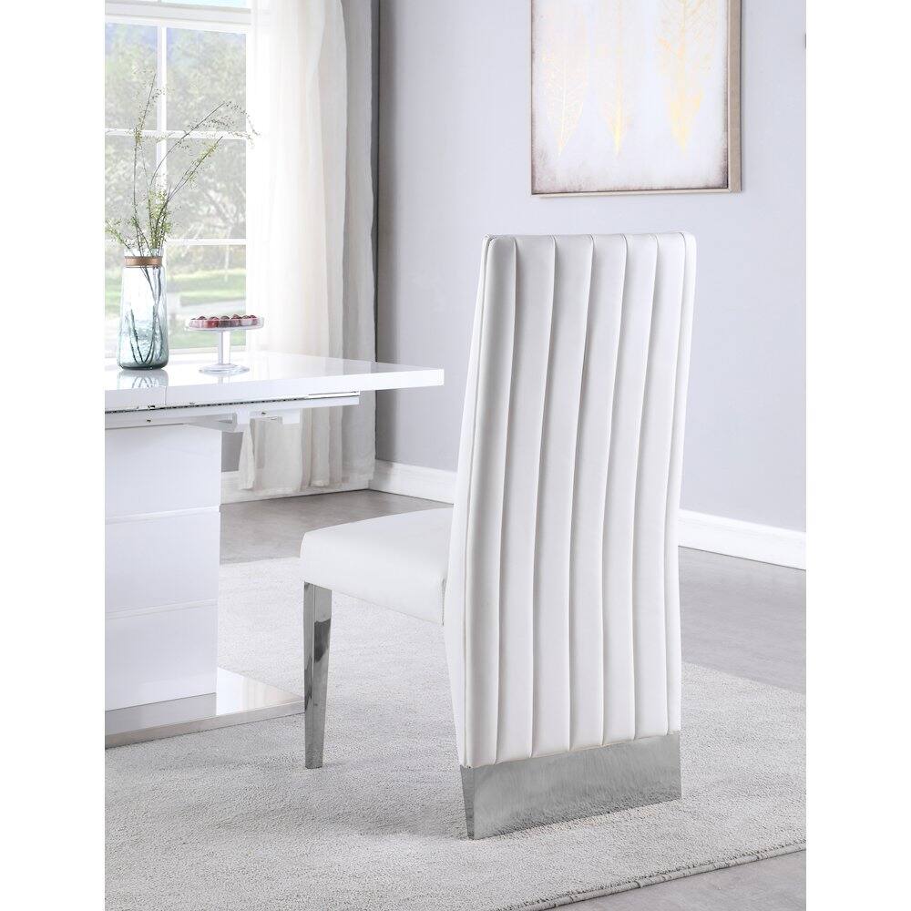 Alt View 2. Meridian Furniture - Porsha White Vegan Leather Dining Chair, Set of 2 - White.