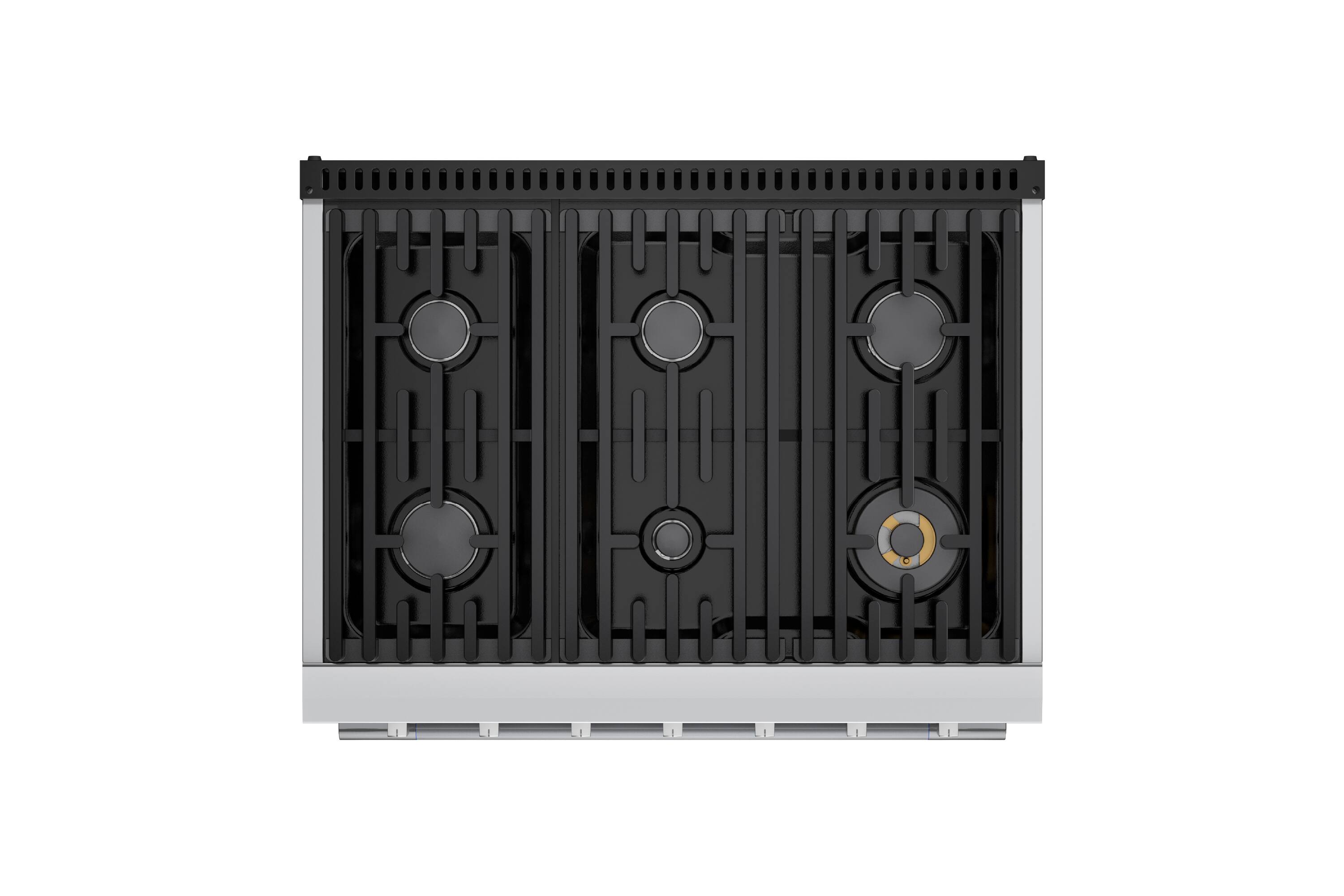 Alt View 8. Hauslane - HausPro 36 in. 6 Burners (20,000 BTU) Freestanding Gas Range Range - Stainless Steel.