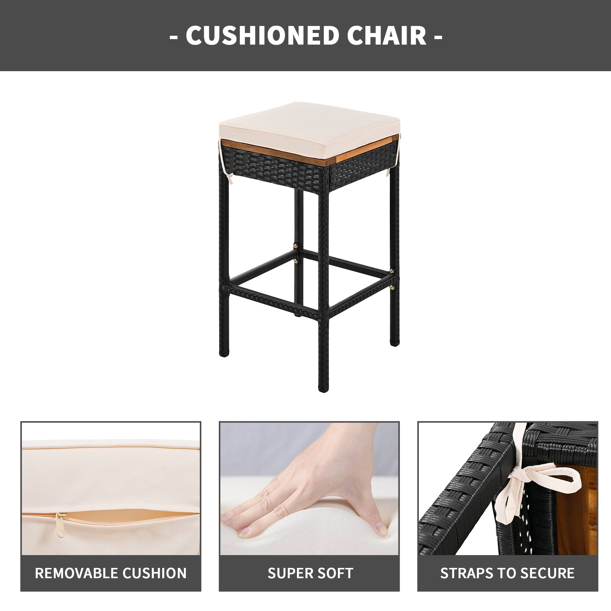 - CUSHIONED CHAIR -

- REMOVABLE CUSHION
- SUPER SOFT
- STRAPS TO SECURE